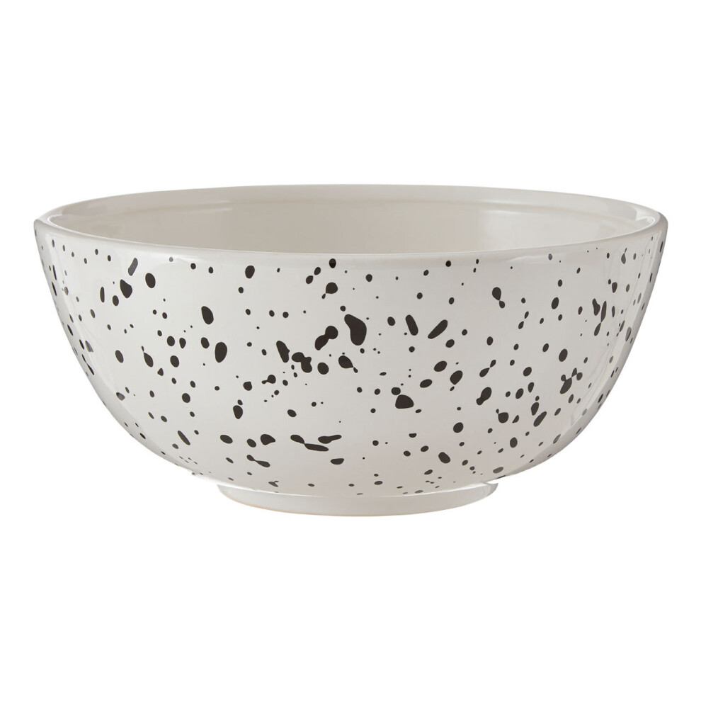 Premier Housewares Large Salad Bowl,Dolomite Mixing Bowl,Glazed Finish Bowl For Mixing, Serving, And Dining Essentials White