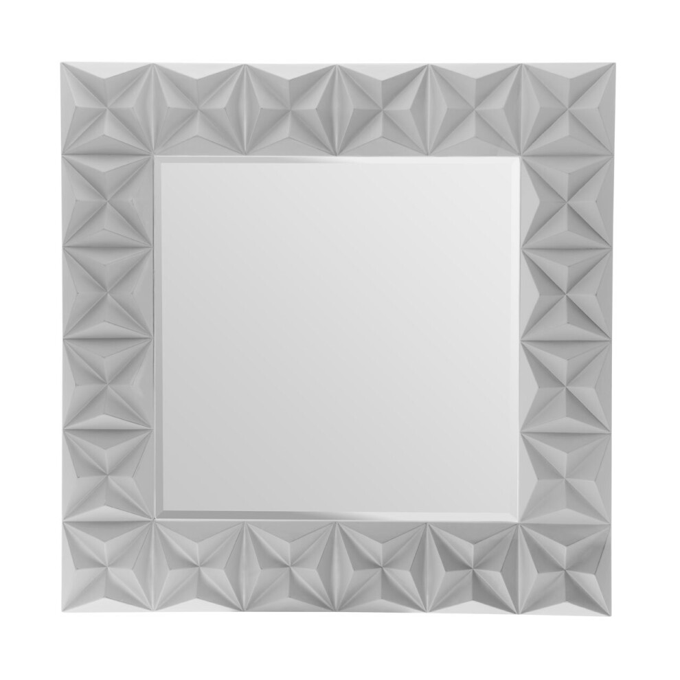Premier Housewares 3D Effect Wall Mirror With High Gloss, Easy To Clean Bedroom Wall Mirror, High-Quality Decor Mirror Grey
