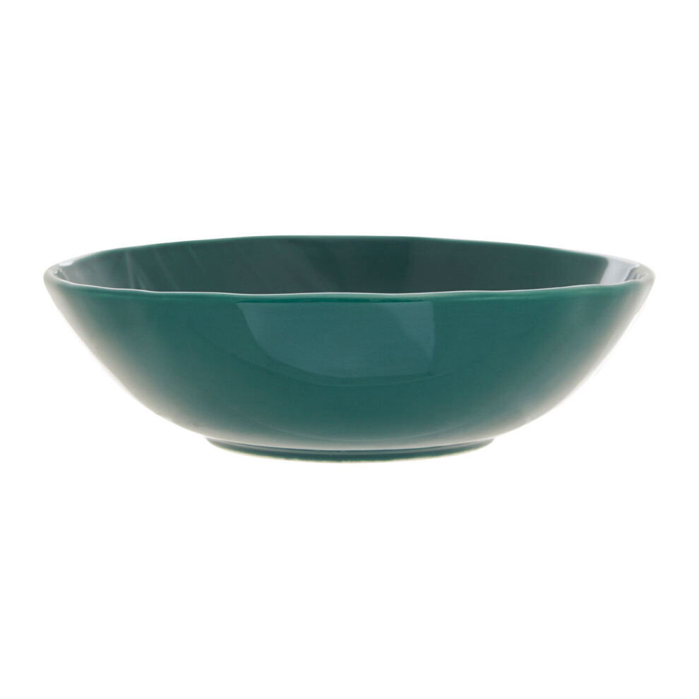 Premier Housewares Unique Soup Bowl,High-Quality Porcelain Bowl With Raised Leaf Detailing,Glazed Finish Deep Bowl Dark/Green