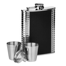 Premier Housewares Ribbed Stainless Steel Hip Flask Set