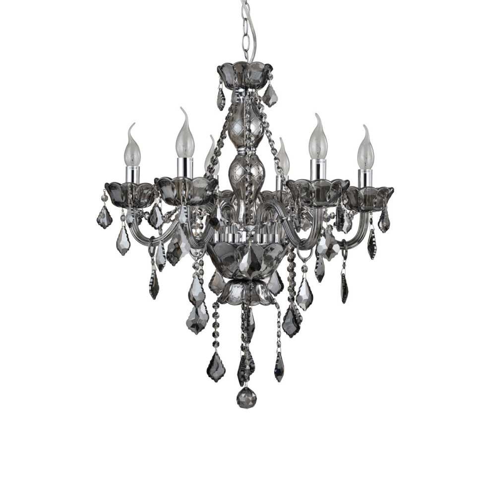 Premier Housewares Murano Smoked Chrome/ Crystal Chandelier