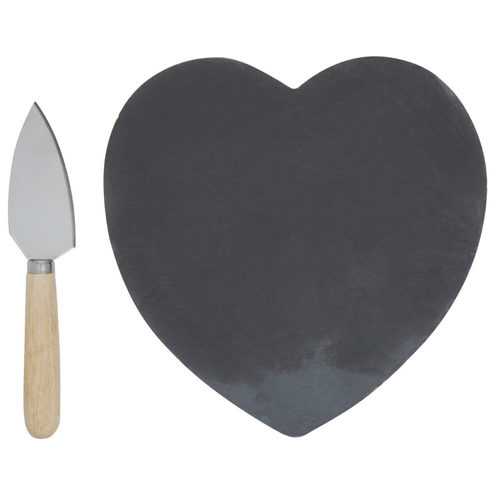 Premier Housewares Heart Slate Cheese Board With Knife