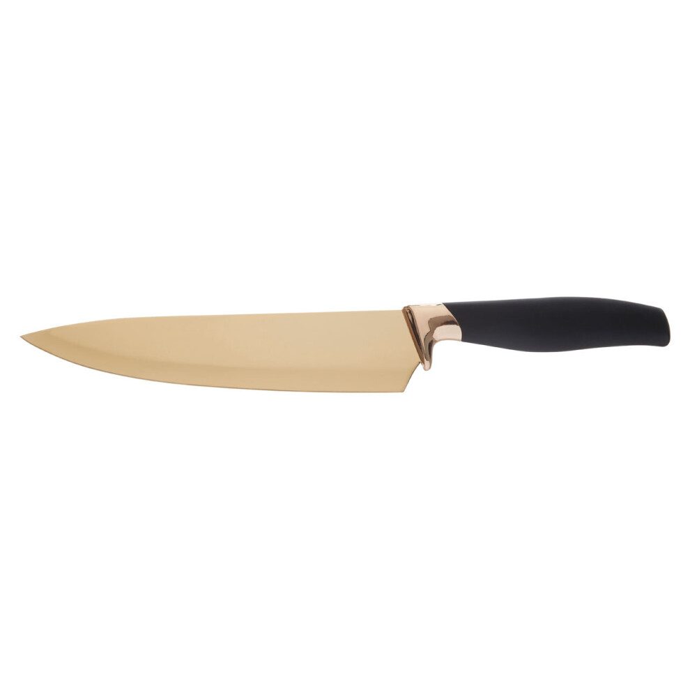 Premier Housewares Orion Finish Chef Knife 907122 - Non-Corrosive Stainless Steel, Ergonomic Handle, Rose Finish Gold/Black