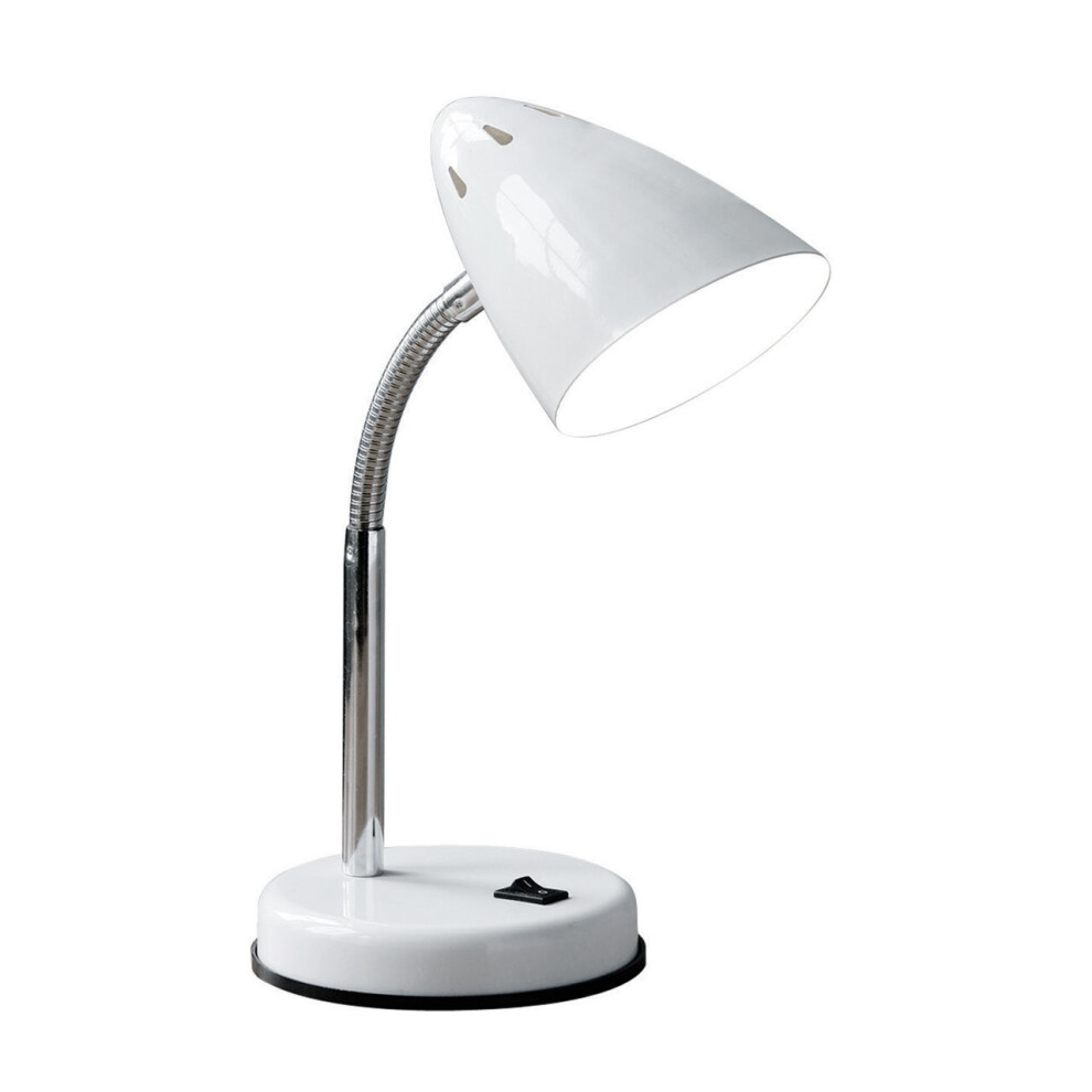 Premier Housewares Flexi White Metal and Chrome Desk Lamp with EU Plug