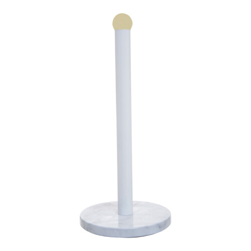 Premier Housewares Practical Design White Marble Effect Kitchen Roll Holder, Stylish Kitchen Roll Holder, One Handed Use Holder