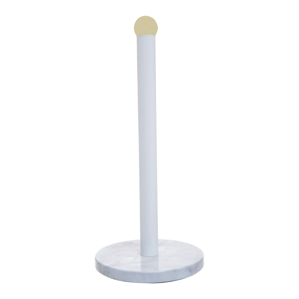Premier Housewares Practical Design Marble Effect Kitchen Roll Holder, Stylish Kitchen Roll Holder, One Handed Use Holder White
