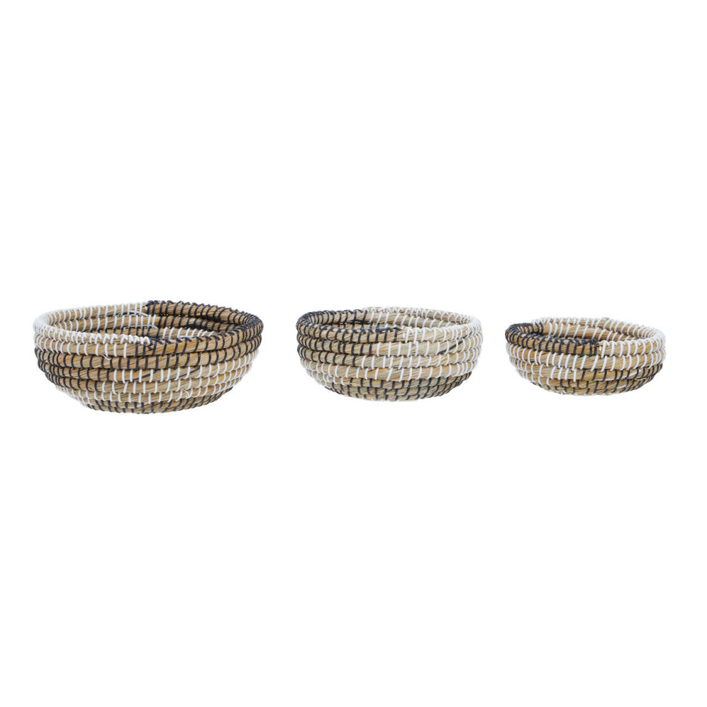 Premier Housewares Set Of 3 Baskets With And Detail Black/White