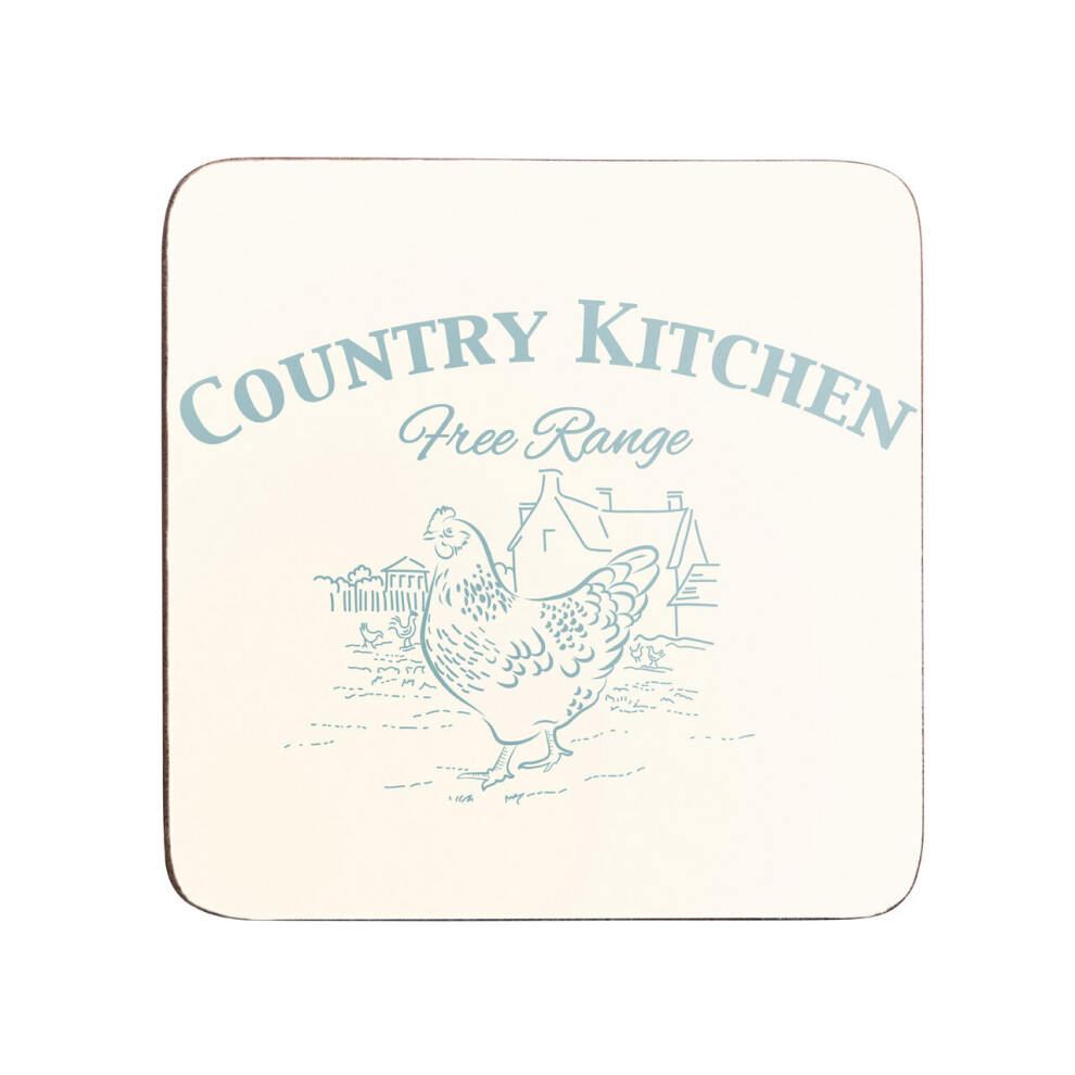 Set Of Four Country Kitchen Coasters Cork