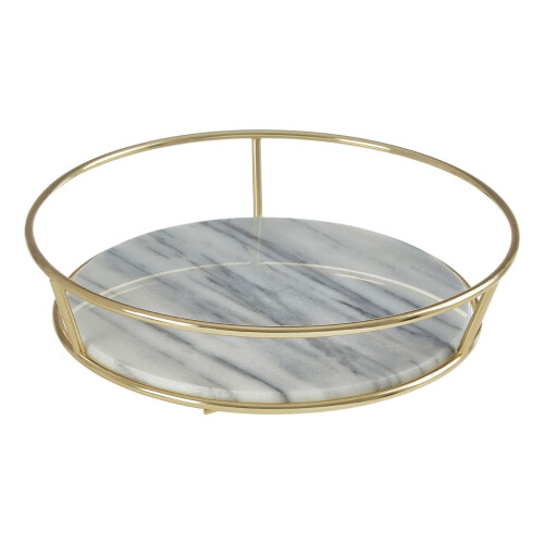 Premier Housewares Premier Housewares White Marble / Brass Finish Fruit Basket 1