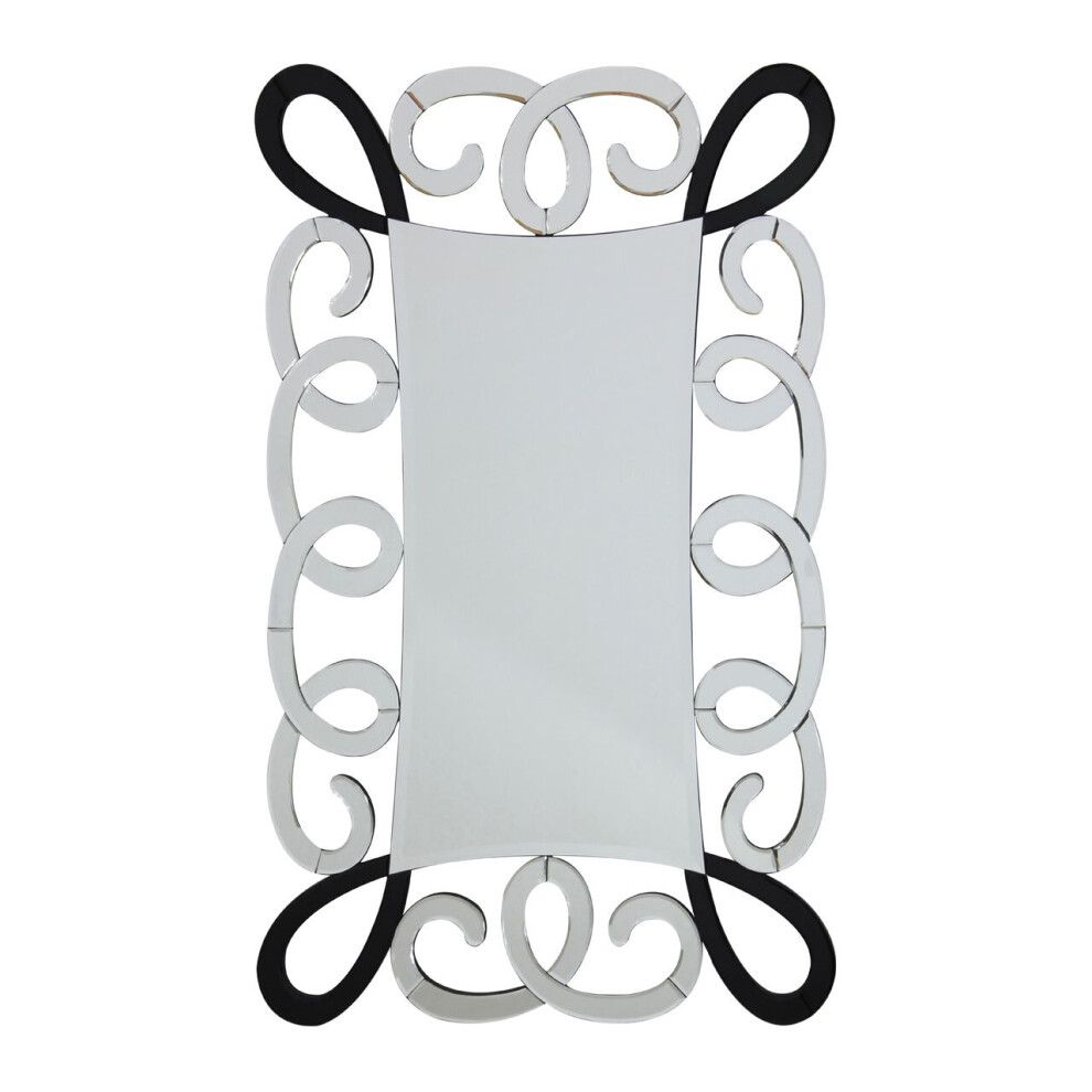 Premier Housewares Black And Silver Scroll Design Wall Mirror Black,Silver