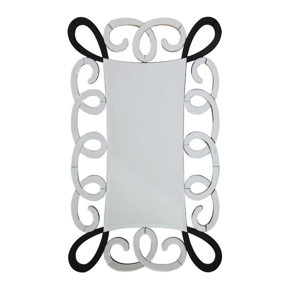 Premier Housewares Black and Silver Scroll Design Wall Mirror