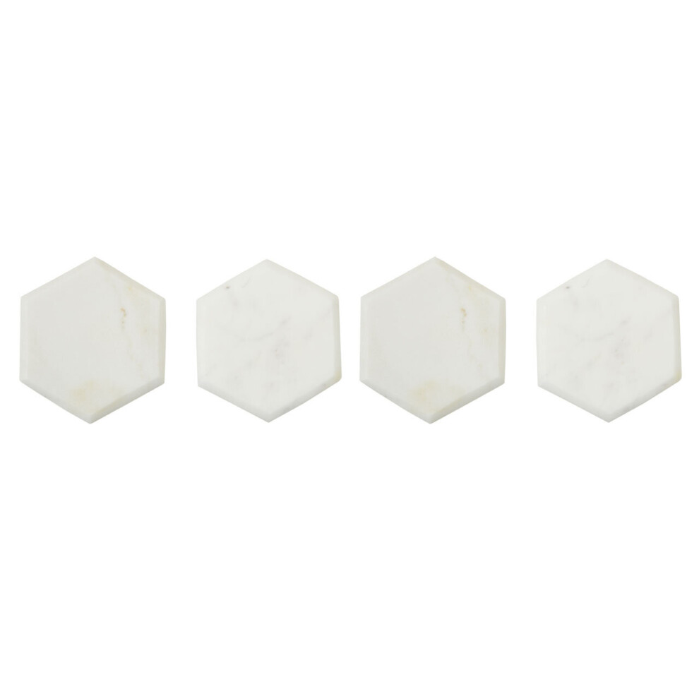 Premier Housewares Set of Four White Marble Hexagonal Coasters