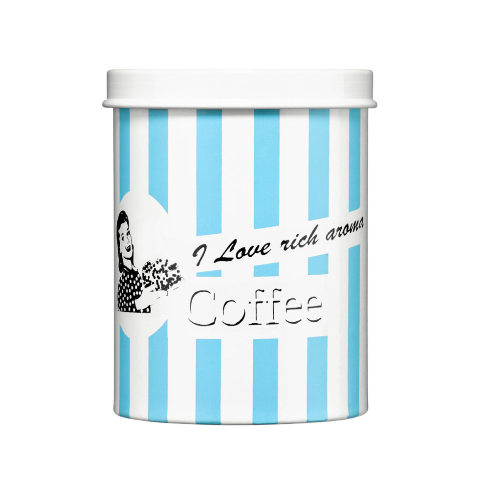 Candy Stripe I love rich aroma Blue Coffee Canister