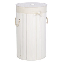 Premier Housewares Kankyo Round White Bamboo Laundry Hamper