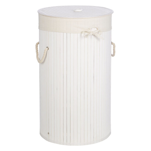 Premier Housewares Premier Housewares Kankyo Round White Bamboo Laundry Hamper