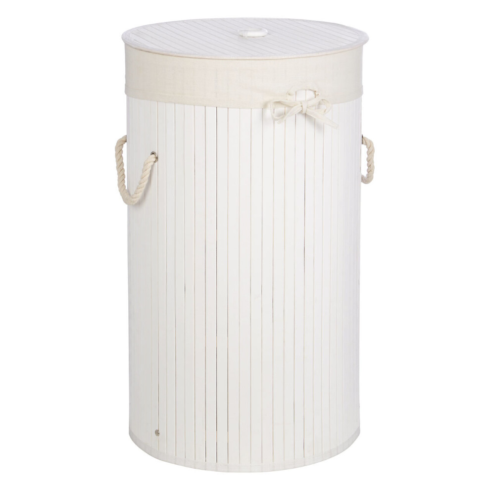 Premier Housewares Kankyo Round Bamboo Laundry Hamper White