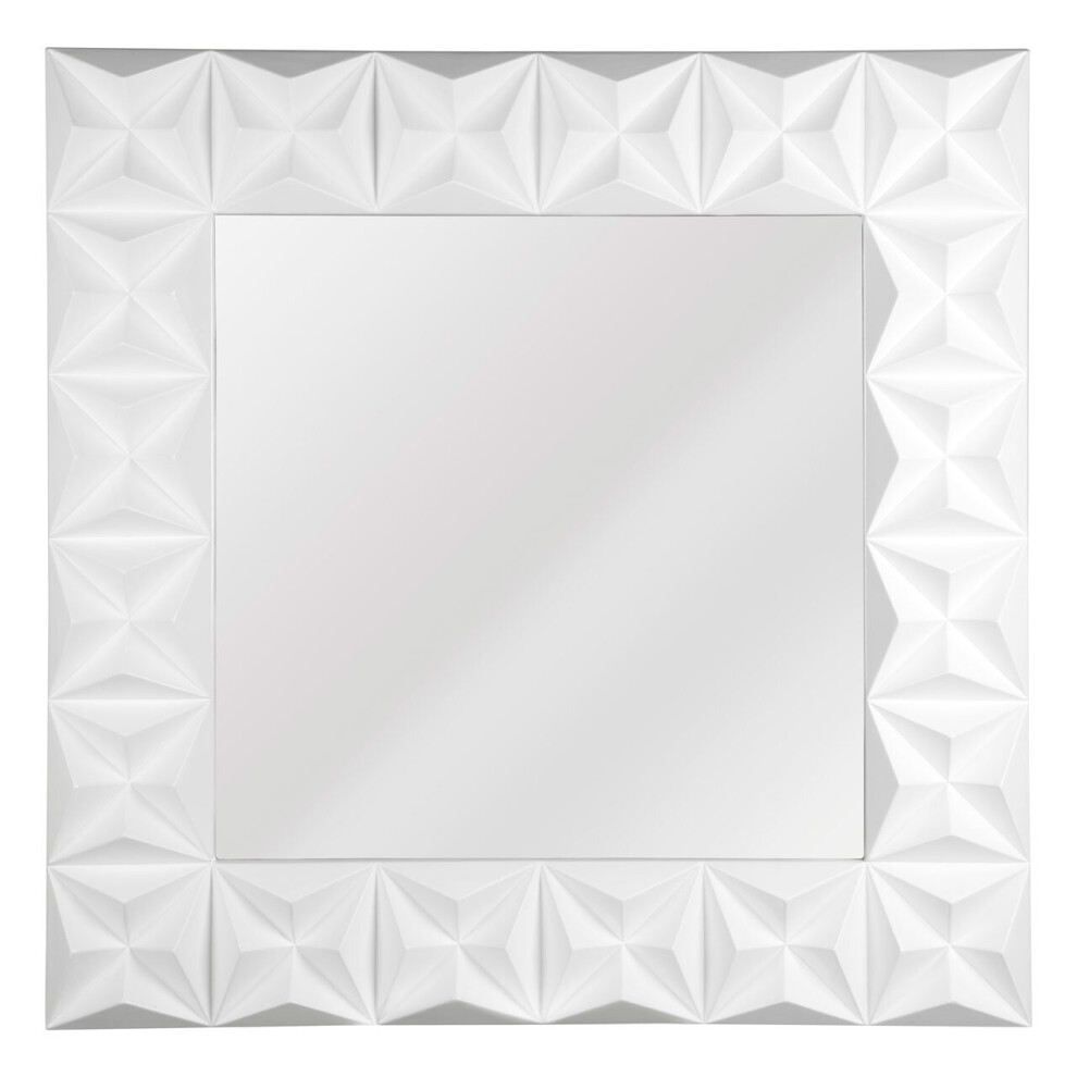 Premier Housewares 3D Effect Wall Mirror With White High Gloss, Easy To Clean Bedroom Mirror, High-Quality Bathroom Mirror