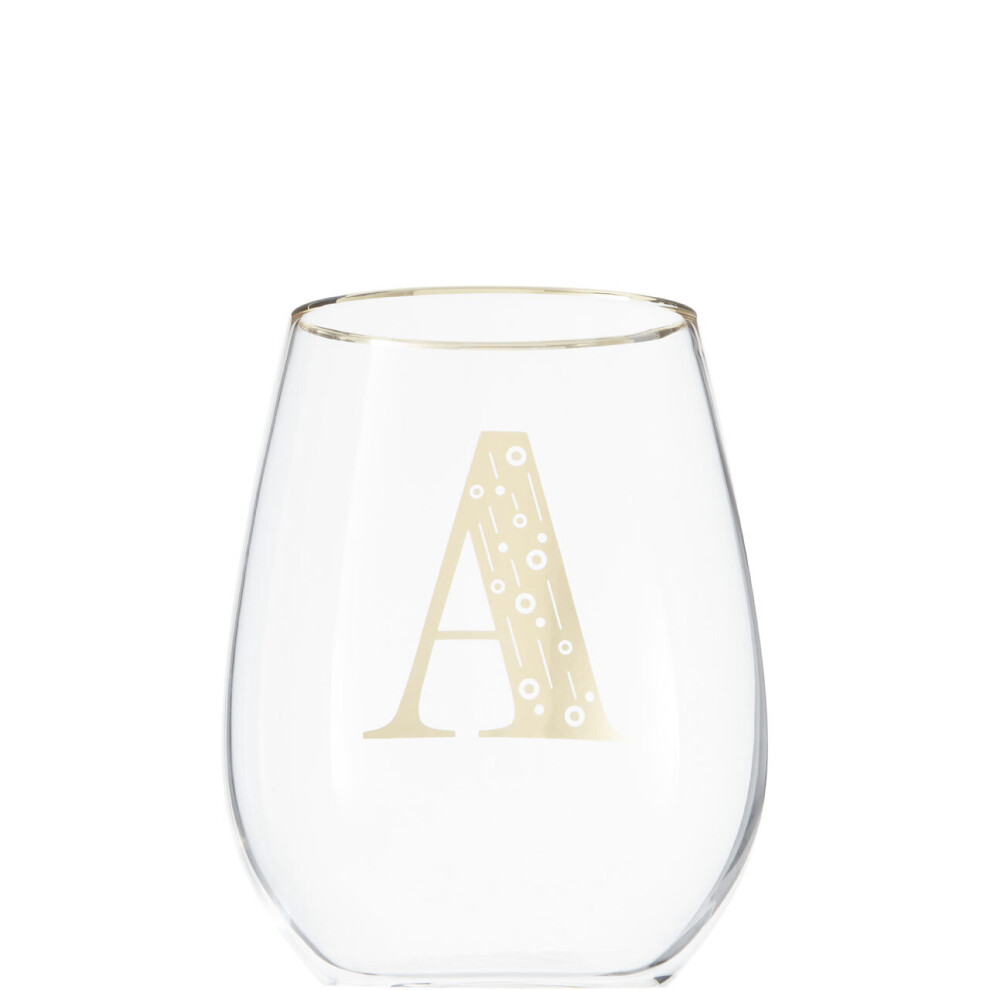 Premier Housewares Letter A Stemless Wine Glass Gold