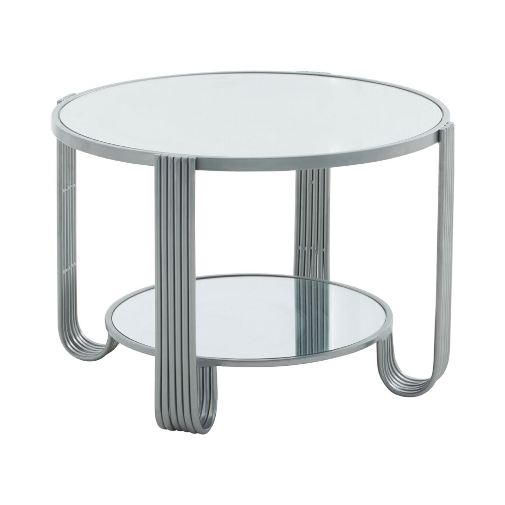Premier Housewares Jolie Round Mirrored Top Frame Table Silver