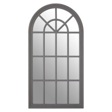 Vintage Flat Wood Curved Grey Wall Mirror, Curved Full Length Mirror For Livingroom, Slim Mirror For Bedroom
