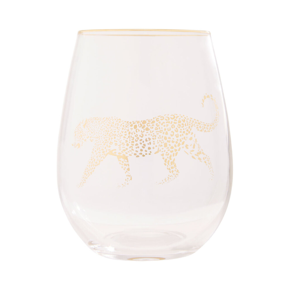 Premier Housewares Leopard Wine Glass Gold