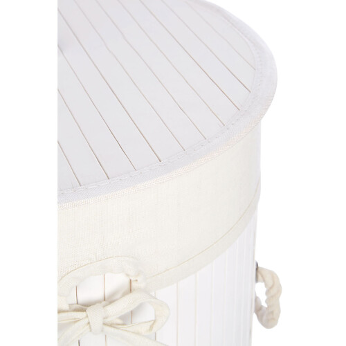 Premier Housewares Premier Housewares Kankyo Round White Bamboo Laundry Hamper 1