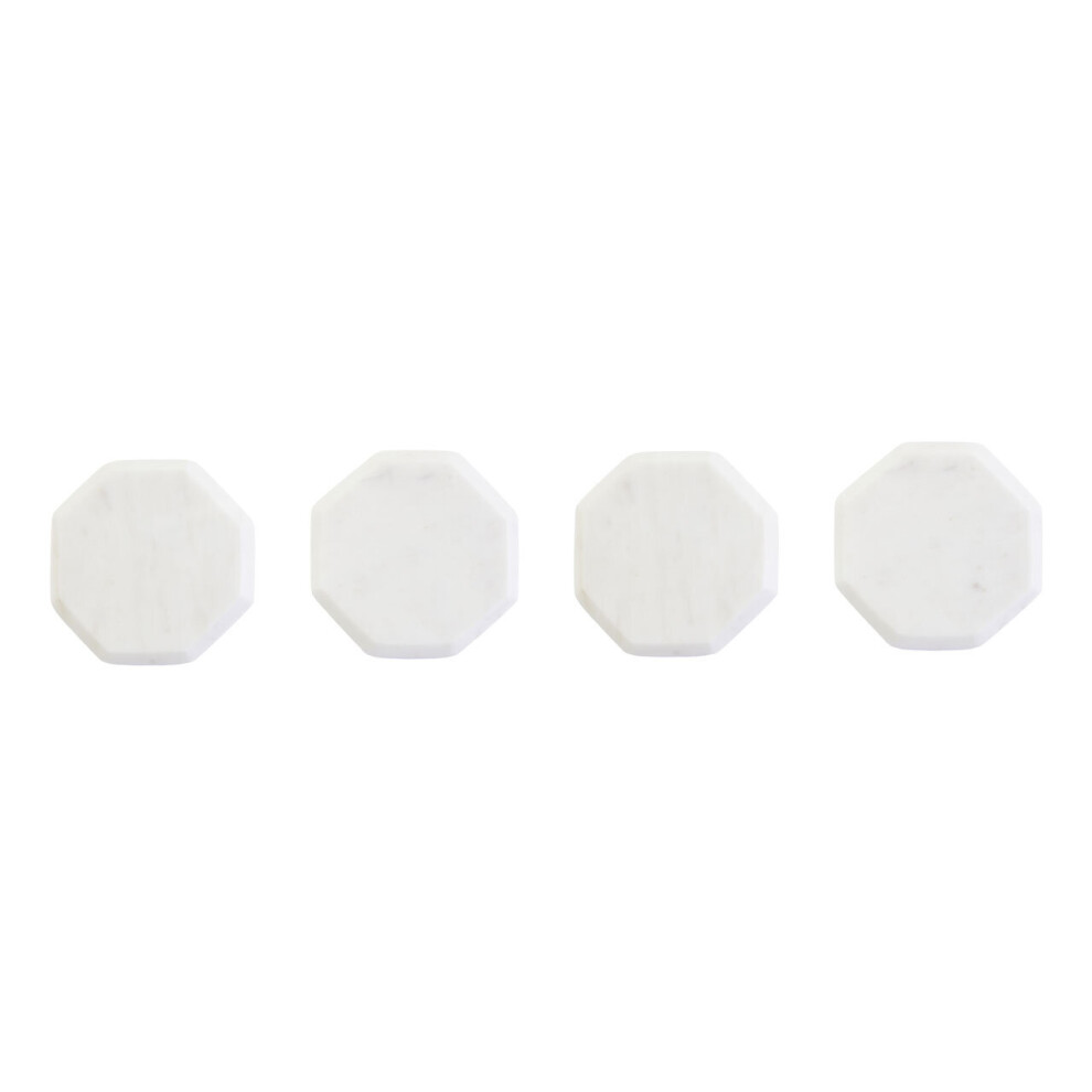 Marmore Set Of Four White Marble Octagonal Coasters