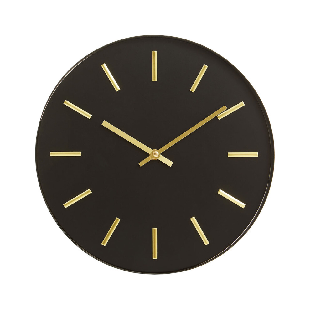 Premier Housewares Black And Gold Wall Clock, Stylish Clock For Livingroom Wall, Functional Kitchen Clock, Versatile Big Clock Black,Gold
