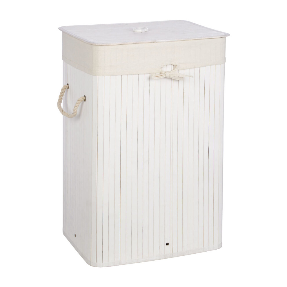 Premier Housewares Kankyo White Bamboo Laundry Hamper