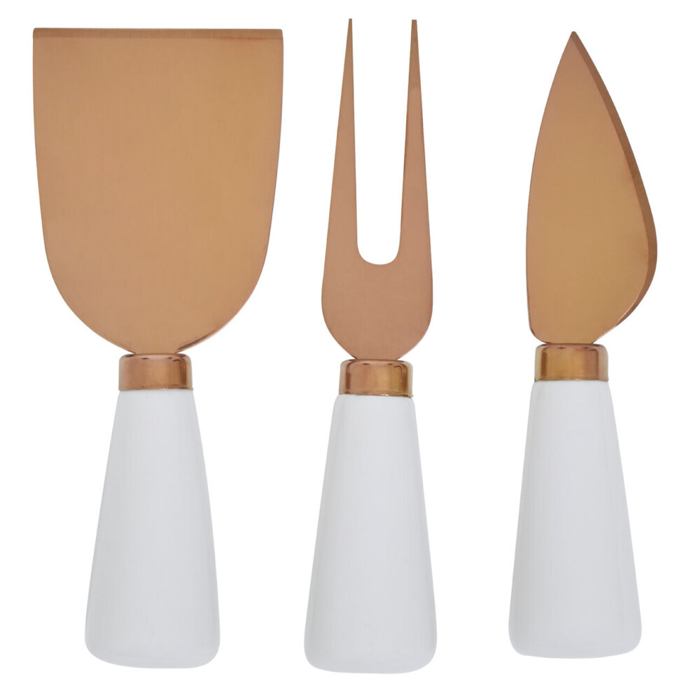 Premier Housewares 3pc White and Rose Gold Cheese Knife Set