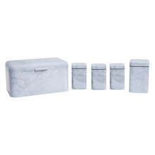 5 Pc Marble Effect Kitchen Storage Set, Kitchen Storage Set, 5 Piece Kitchen Canister Set, Metal Canisters