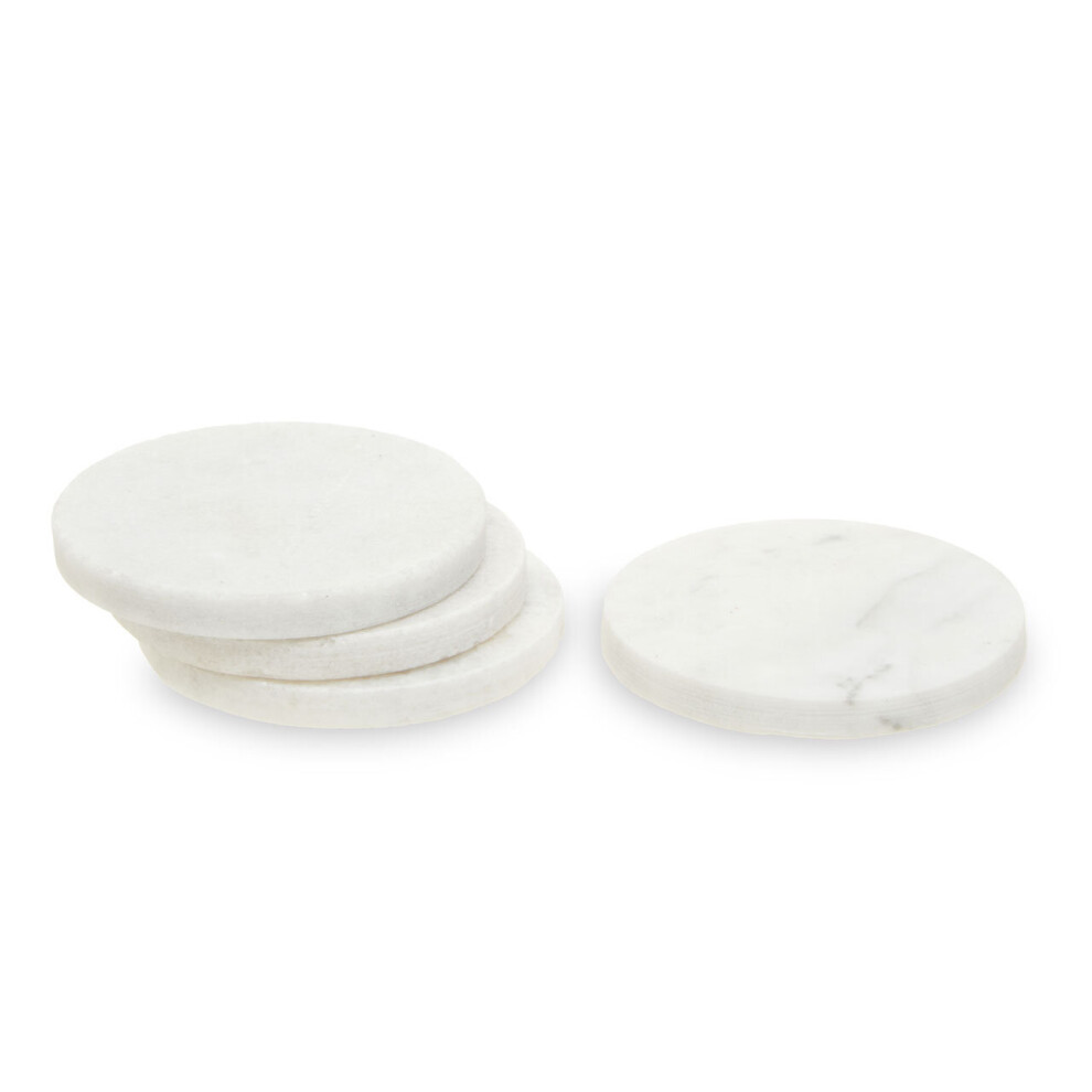 Marmore Set Of Four White Marble Round Coasters