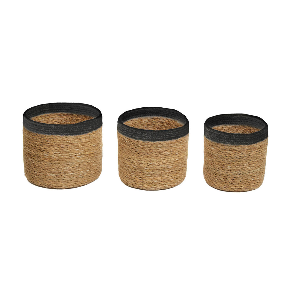 Premier Housewares Set of Three Natural and Black Baskets