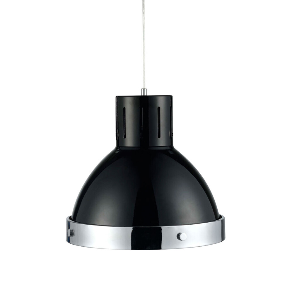 Premier Housewares Black And Chrome Bell Shaped Pendant Light
