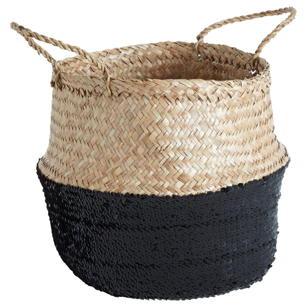 Premier Housewares / Natural Medium Seagrass Basket Black