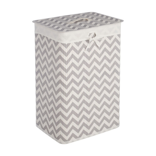 Premier Housewares Premier Housewares Kankyo White and Grey Chevron Laundry Hamper
