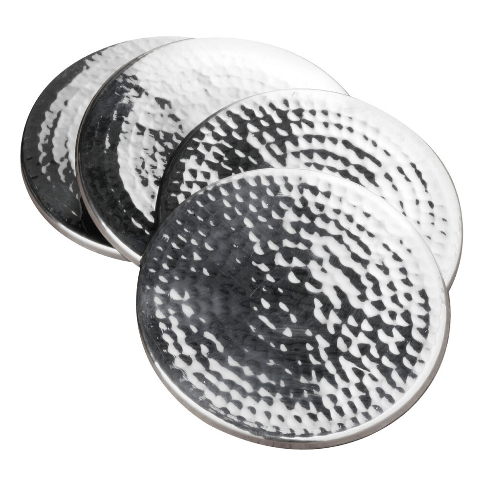 Premier Housewares Hammered Effect Stainless Steel Coasters - Set of 4