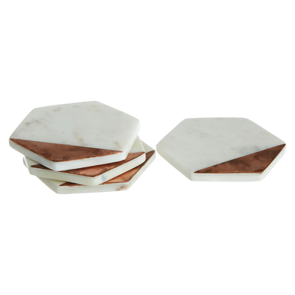Premier Housewares Set of 4 White Marble / Copper Inlay Coasters