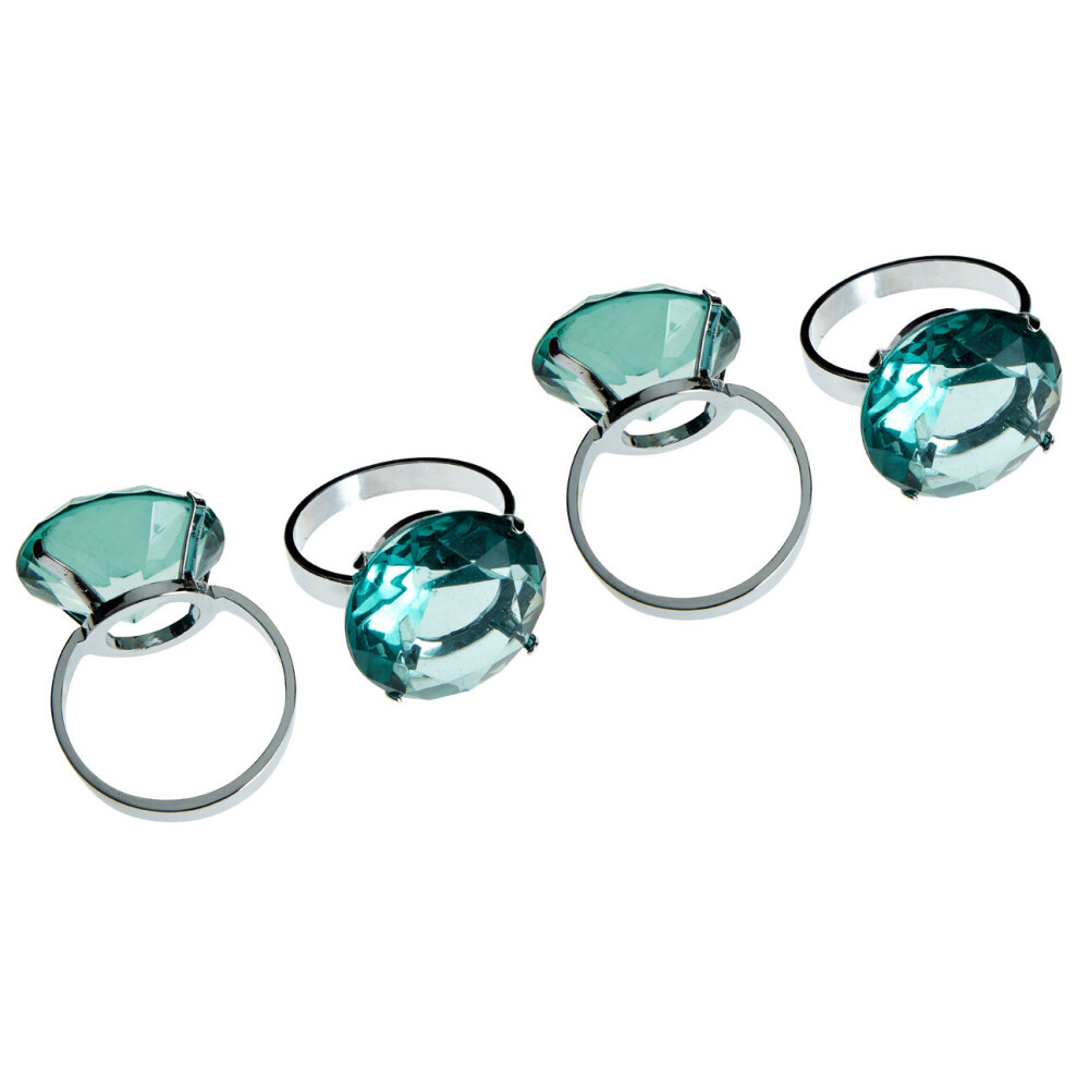 Premier Housewares Teal Diamante Napkin Rings - Set Of 4