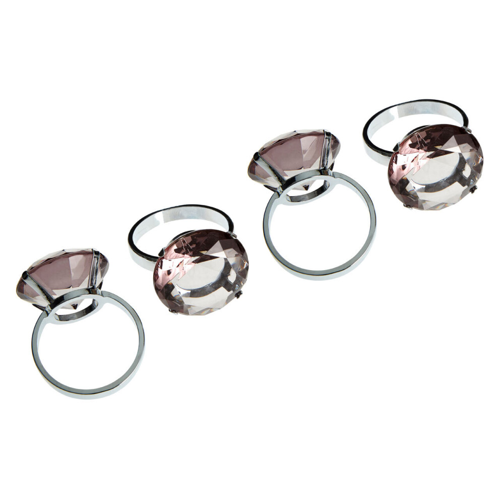 Premier Housewares Smoke Diamante Napkin Rings - Set Of 4 Grey