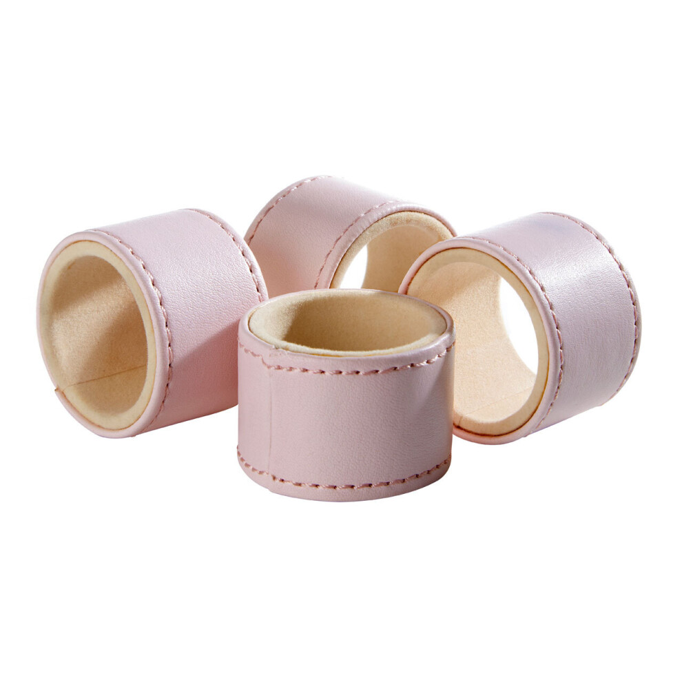 Coloured Leather Effect Set Of Four Faux Leather Pink Napkin Rings