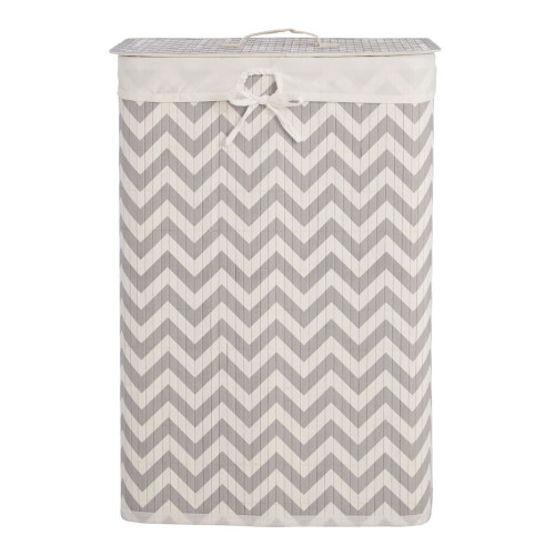 Premier Housewares Premier Housewares Kankyo White and Grey Chevron Laundry Hamper 1
