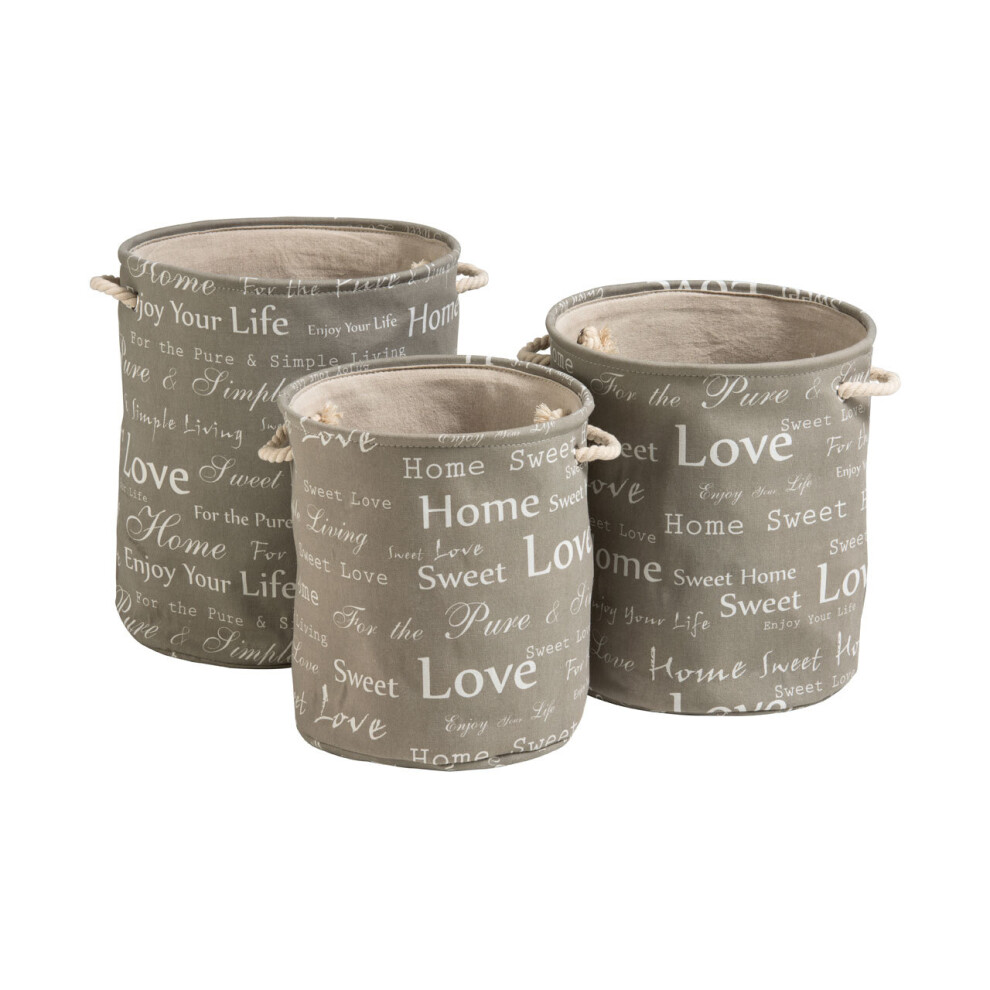 Premier Housewares Canvas Round Laundry Hampers - Set of 3