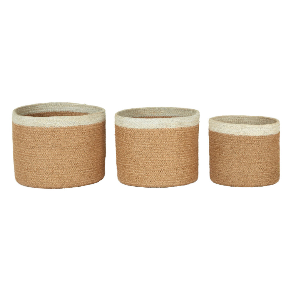 Lidi Set of Three Jute Baskets with White Top