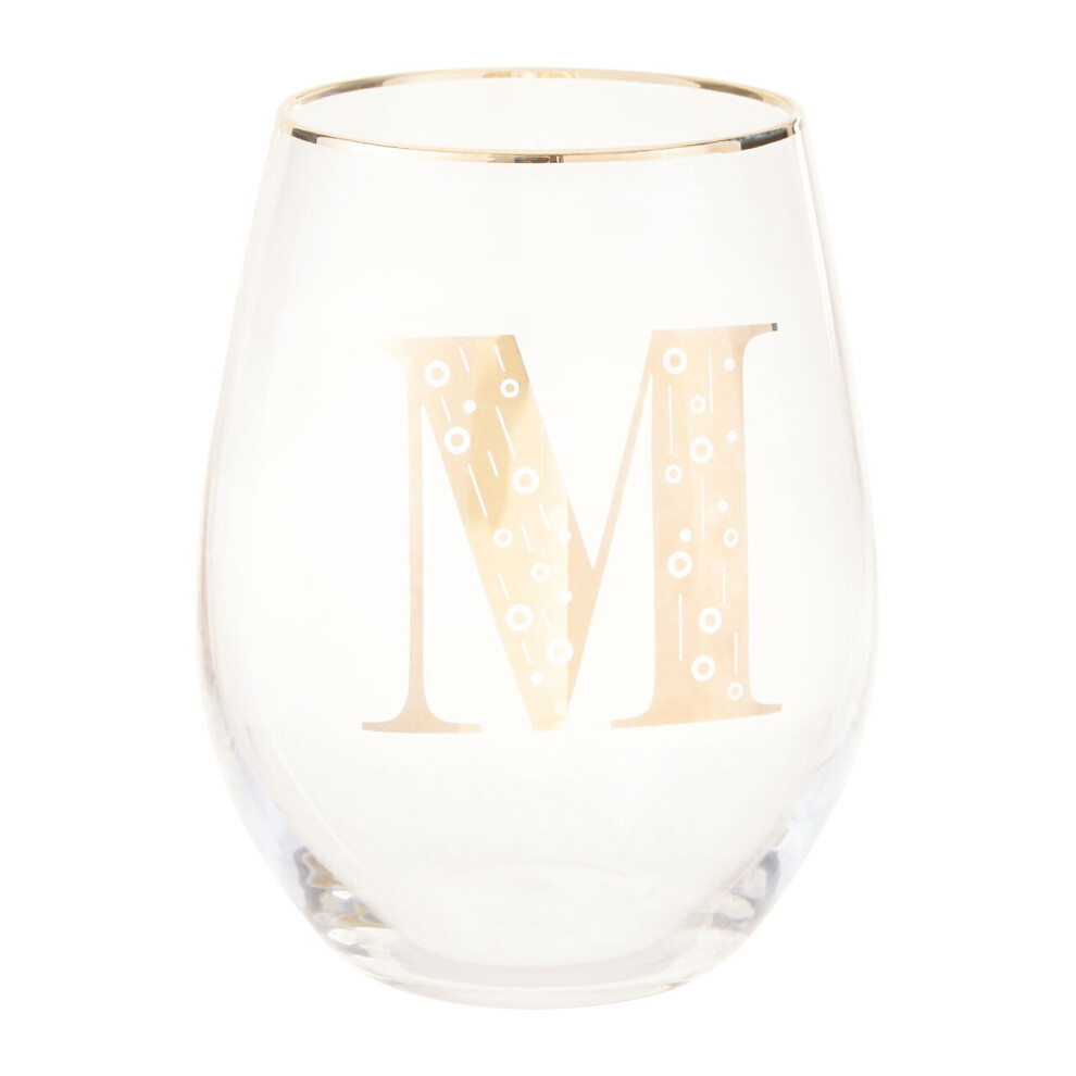 Premier Housewares Letter M Stemless Wine Glass Gold