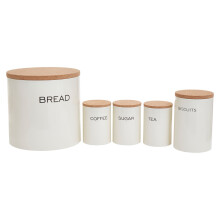 5Pc Cream Kitchen Storage Set, Kitchen Storage Set, 5 Piece Kitchen Canister Set, Stainless Steel Canisters