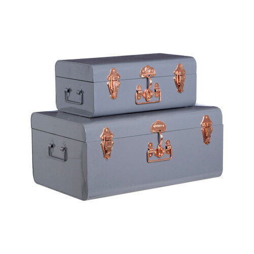 Premier Housewares Premier Housewares Grey Storage Trunks - Set of 2 1