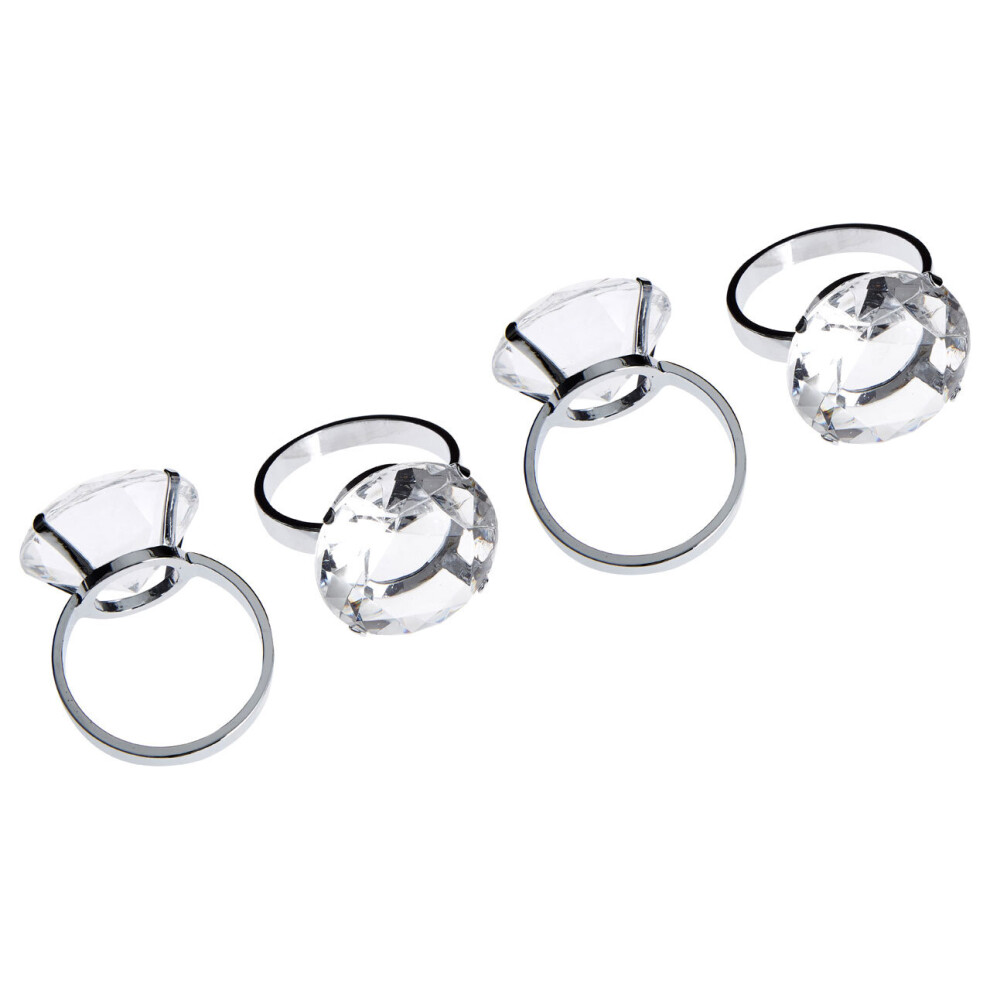Premier Housewares Clear Diamante Napkin Rings - Set Of 4