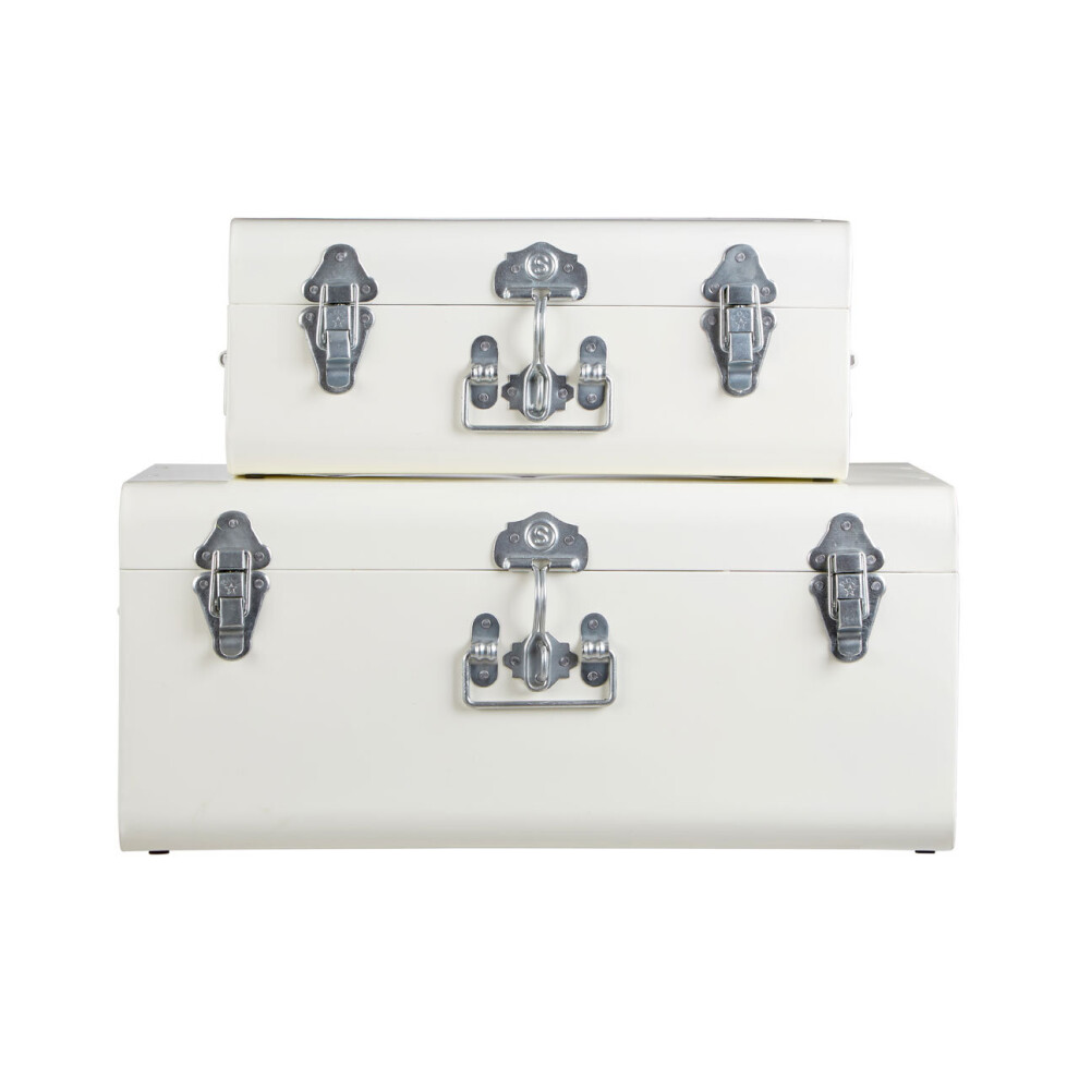 Premier Housewares Ivory Storage Trunks - Set of 2 with Chrome Clasps (Product Code 2404704)-image-OPC-P8Z77TY-NEW