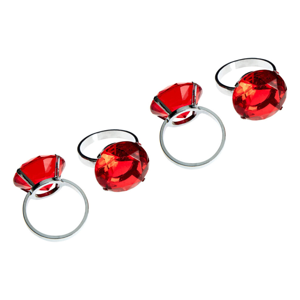 Durable Set Of Four Red Diamante Napking Rings, Elegant Napkin Rings For Dining Table, Versatile Napkin Ring